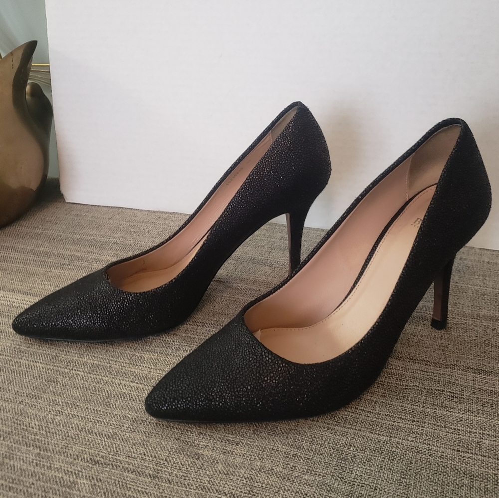 Hugo Boss Black Textured Leather Stiletto Heels